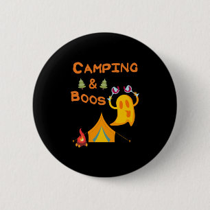 Camping & Boos Geister Wein Camping Halloween Button