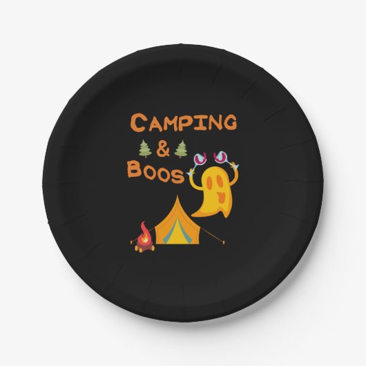 Camping & Boos Ghosts Camping Halloween Pappteller (Vorderseite)