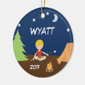 Camping Boy Camper Night Sky Tent Ornament Blonde (Links)