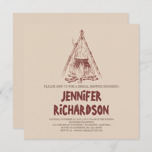 Camping Brautdusche Einladungen (Vorne/Hinten)