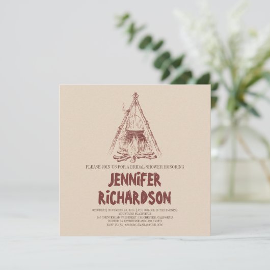 Camping Brautdusche Einladungen (Stehend Vorderseite)