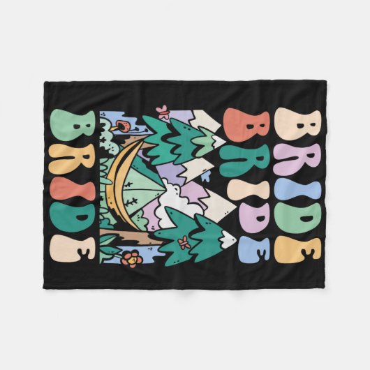 Camping Brautparty Camp Bachelorette Camp Bridge Fleecedecke (Vorderseite (Horizontal))