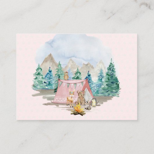 Camping-Bücher für Woodland-Tiere für die Babyumsc Visitenkarte (Rückseite)