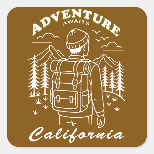 camping - California Quadratischer Aufkleber (Vorderseite)