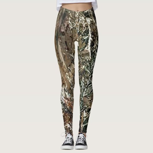 Camping Camouflage Jagd Jagd blinde Muster Leggings (Vorderseite)