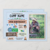 CAMPING Camp Out Foto BIRTHDAY PARTNER Jungs laden Einladung (Vorne/Hinten)