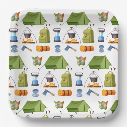 Camping Camp Zelt Geburtstagsparty Pappteller (Vorderseite)