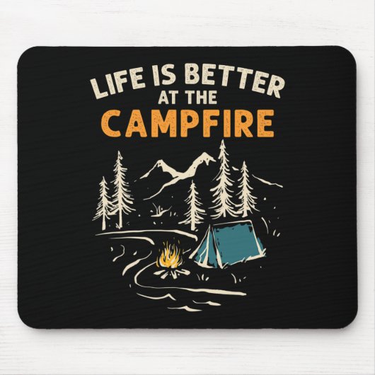 Camping Camper Camping Lagerfeuer Das Leben Ist Be Mousepad (Vorne)