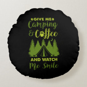 Camping Camper Kaffeegenuss Rundes Kissen