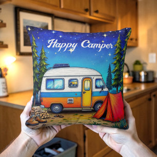 Camping Campervan Aquarell Natur Kissen