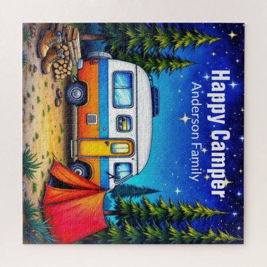 Camping Campervan Blue Green Puzzle (Horizontal)