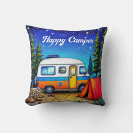 Camping Campervan Watercolor Natur Kissen