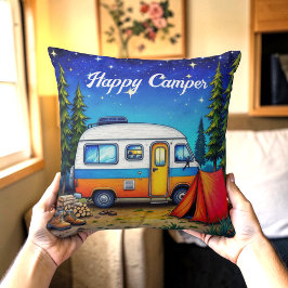 Camping Campervan Watercolor Natur Kissen