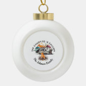 Camping, Campfire, Christmas, Fifth Wheel, Keramik Kugel-Ornament (Vorderseite)