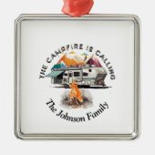 Camping, Campfire, Christmas, Fifth Wheel, Ornament Aus Metall (Vorne)