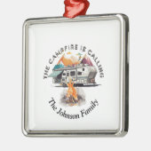 Camping, Campfire, Christmas, Fifth Wheel, Ornament Aus Metall (Links)