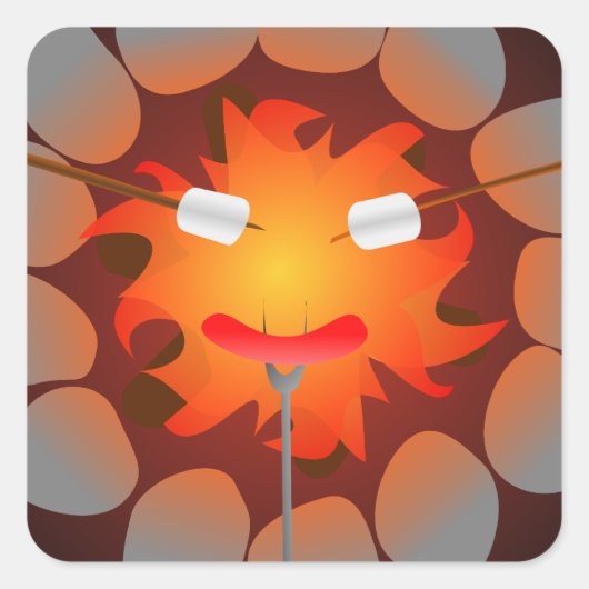 Camping Campfire Quadratischer Aufkleber (Vorderseite)