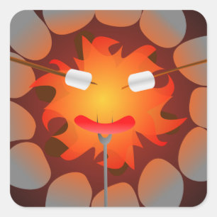 Camping Campfire Quadratischer Aufkleber