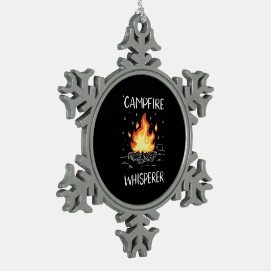 Camping Campfire Schneeflocken Zinn-Ornament (Links)