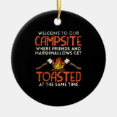 Camping Campfire und Marshmallows Keramik Ornament (Vorne)