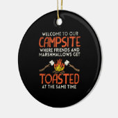 Camping Campfire und Marshmallows Keramik Ornament (Links)