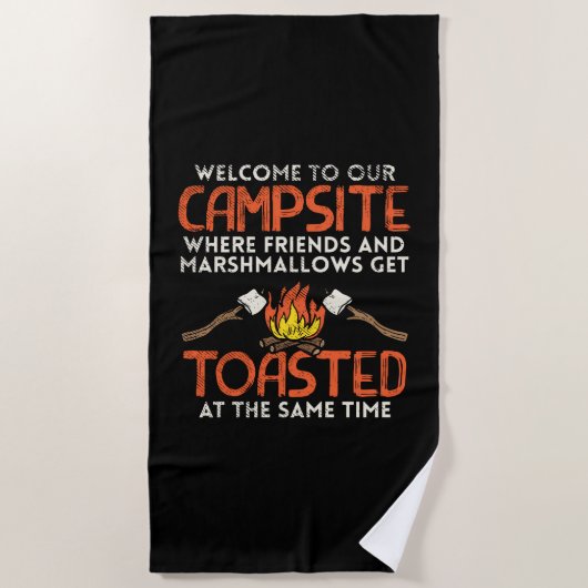 Camping Campfire und Marshmallows Strandtuch (Vorderseite)