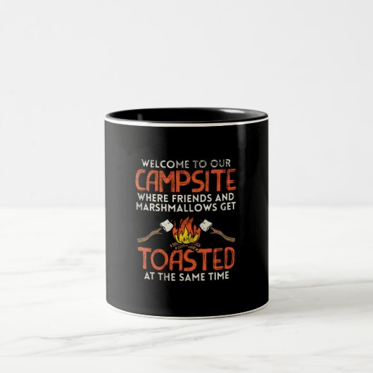 Camping Campfire und Marshmallows Zweifarbige Tasse (Mittel)
