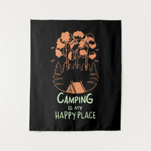Camping - Camping ist mein glücklicher Ort Wandteppich
