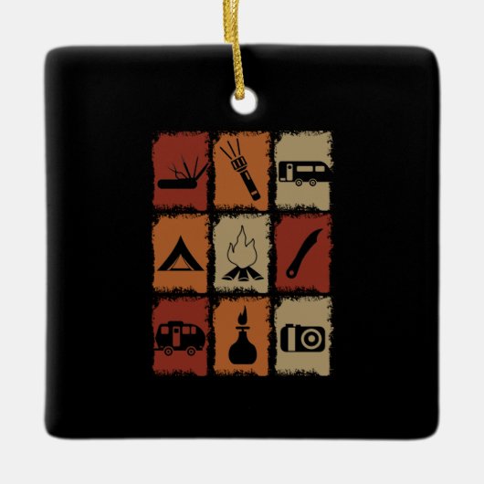 Camping - Camping Stuff Retro Keramikornament (Vorderseite)