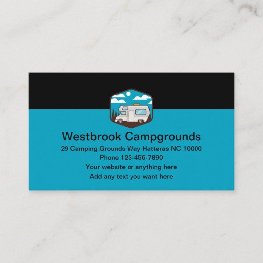 Camping Campings Moderne Visitenkarten Visitenkarte (Vorderseite)