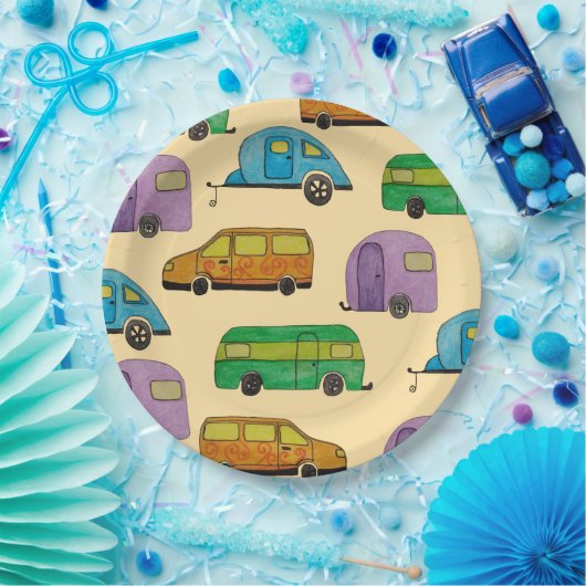 Camping caravans pappteller (Party)