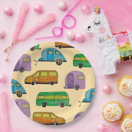 Camping caravans pappteller (Party)