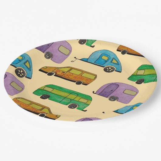 Camping caravans pappteller (Schrägansicht)