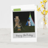 Camping Cats Funny Birthday Card Karte (Gelbe Blume)