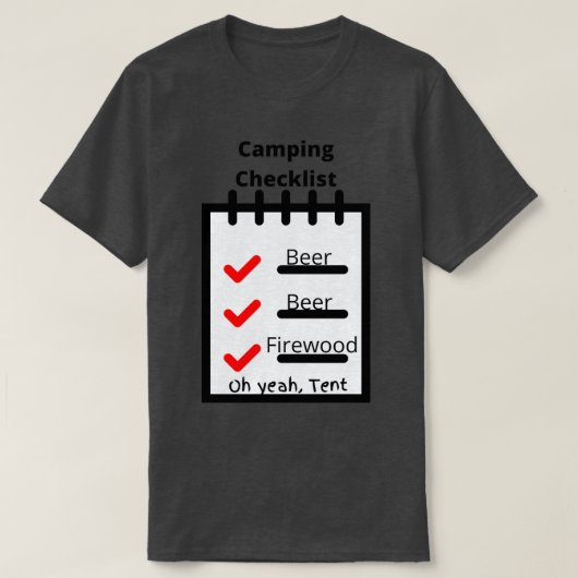Camping-Checkliste T-Shirt (Design vorne)