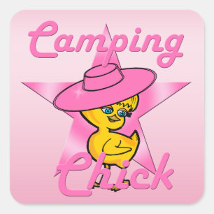 Camping Chick #8 Quadratischer Aufkleber