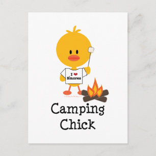 Camping Chick Postcard Postkarte