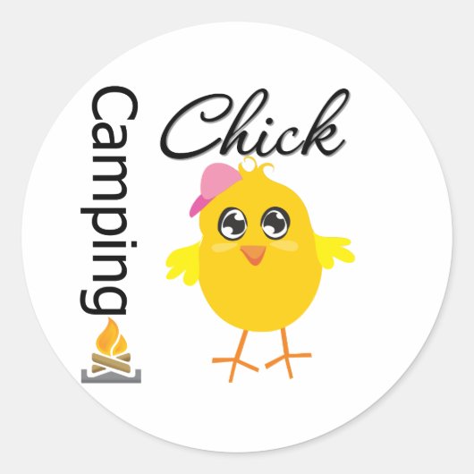 Camping Chick Runder Aufkleber (Vorderseite)