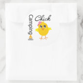 Camping Chick Runder Aufkleber (Tasche)