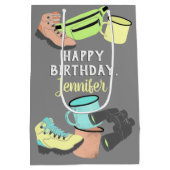 Camping Collage Personalisiert Mittlere Geschenktüte (Rückseite)