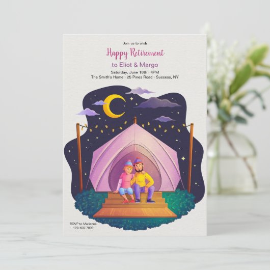 Camping Couple Einladung (Stehend Vorderseite)
