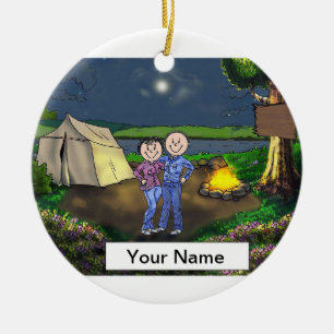 Camping Couple Keramikornament