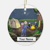 Camping Couple, Two Children Keramik Ornament (Links)