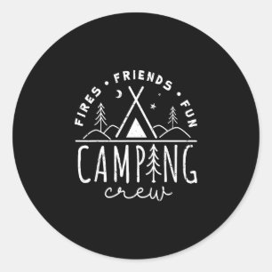 Camping-Crew campt im Freien Reise Lagerfeuer Männ Runder Aufkleber
