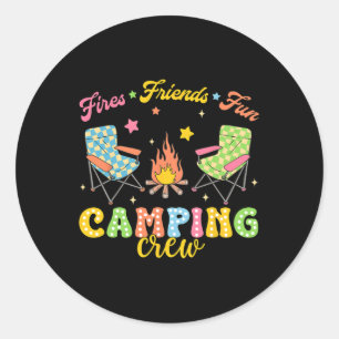 Camping-Crew Familie Freunde Mädchen Kinder Sommer Runder Aufkleber