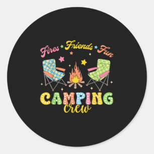 Camping-Crew Familie Freunde Mädchen Kinder Sommer Runder Aufkleber