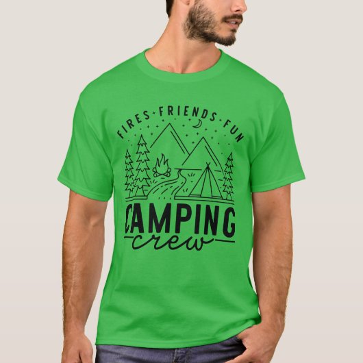 Camping Crew Fires Friends Fun Summer Camp T-Shirt (Vorderseite)