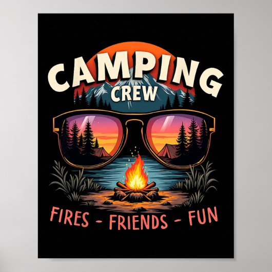 Camping Crew Fires Friends Fun Vacation Summer Poster (Vorne)