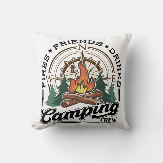 Camping Crew Freunde Getränke Kissen (Vorderseite)
