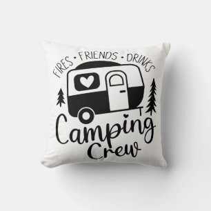 Camping Crew Freunde Getränke Kissen